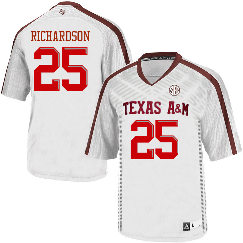 Men #25 Cordarrian Richardson Texas A&M Aggies College Football Jerseys Sale-White - Click Image to Close